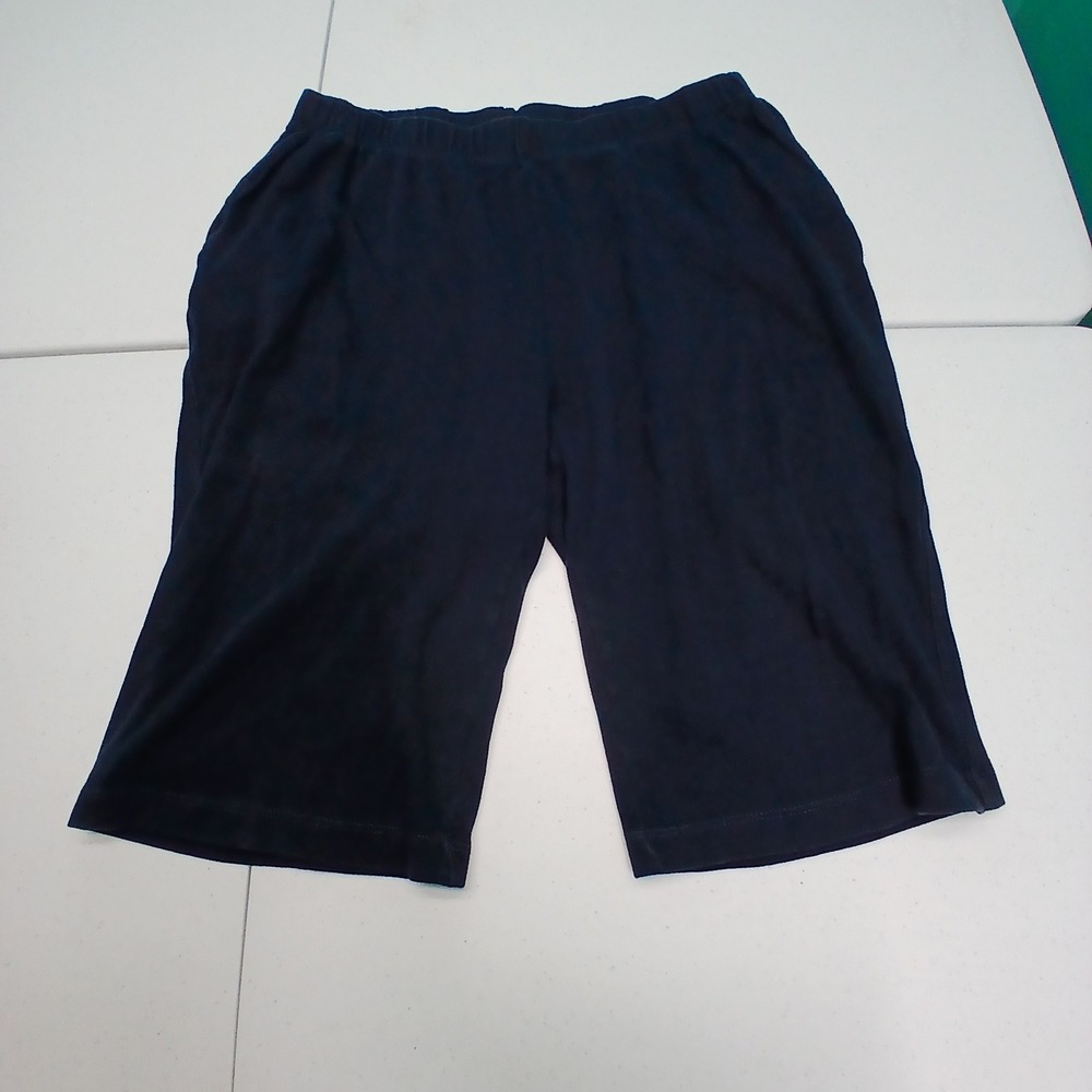 Lands End Knit Lounge Shorts M 10-12 Navy Blue Casual Athleisure Comfort